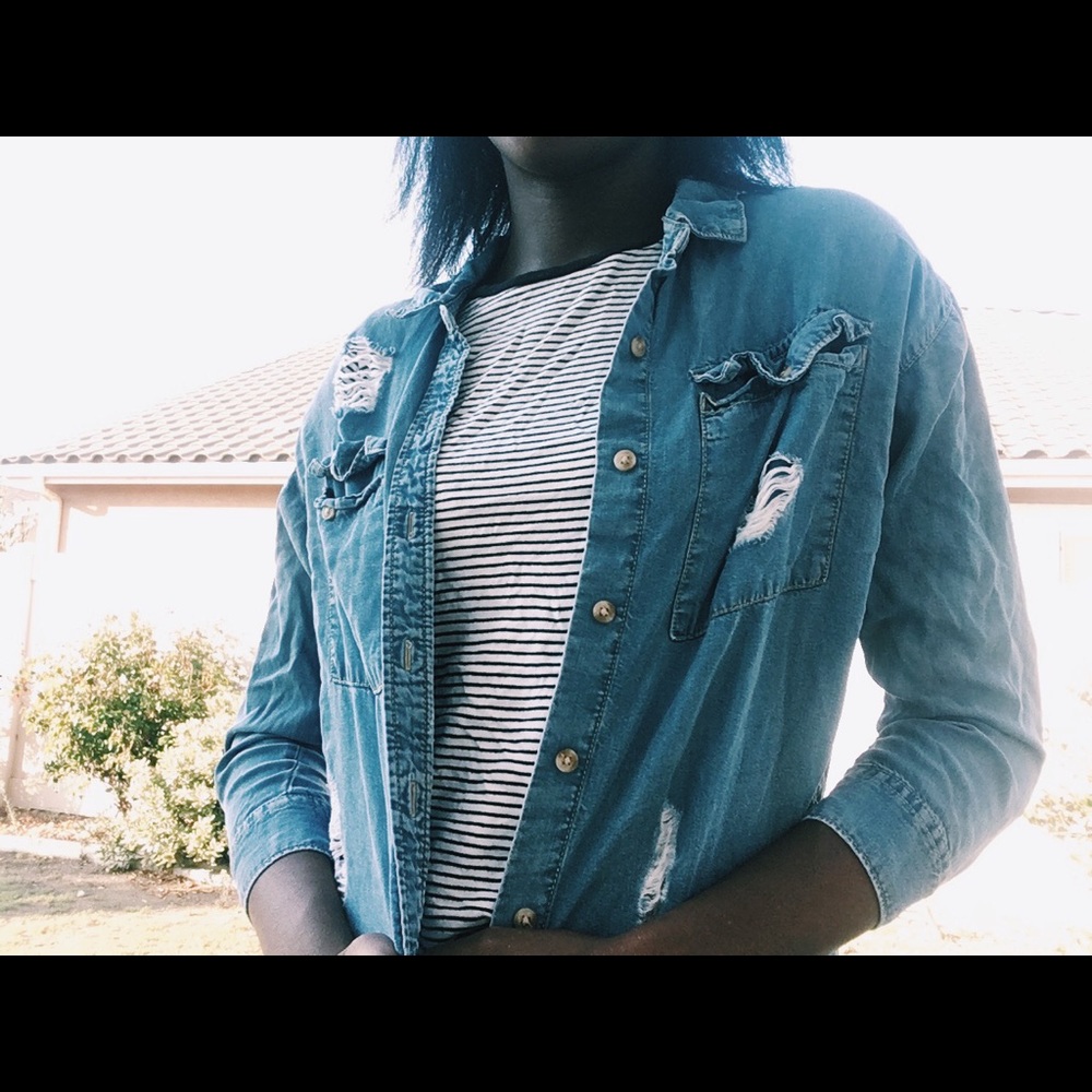 distressed denim jacket